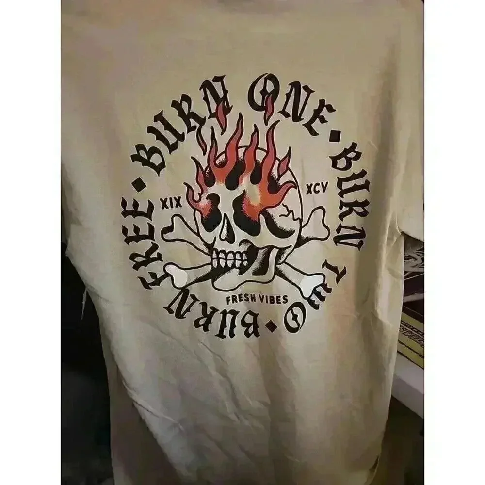 Fresh Vibes Burn One T Shirt‎ Mens Sz M Graphic Print Short Sleeve CR6 Excellent